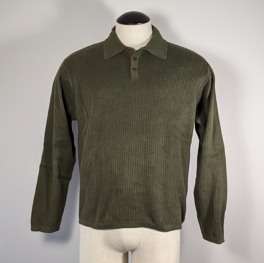 EDDIE BAUER Ribbed Knit Sweater Mens Large L Green